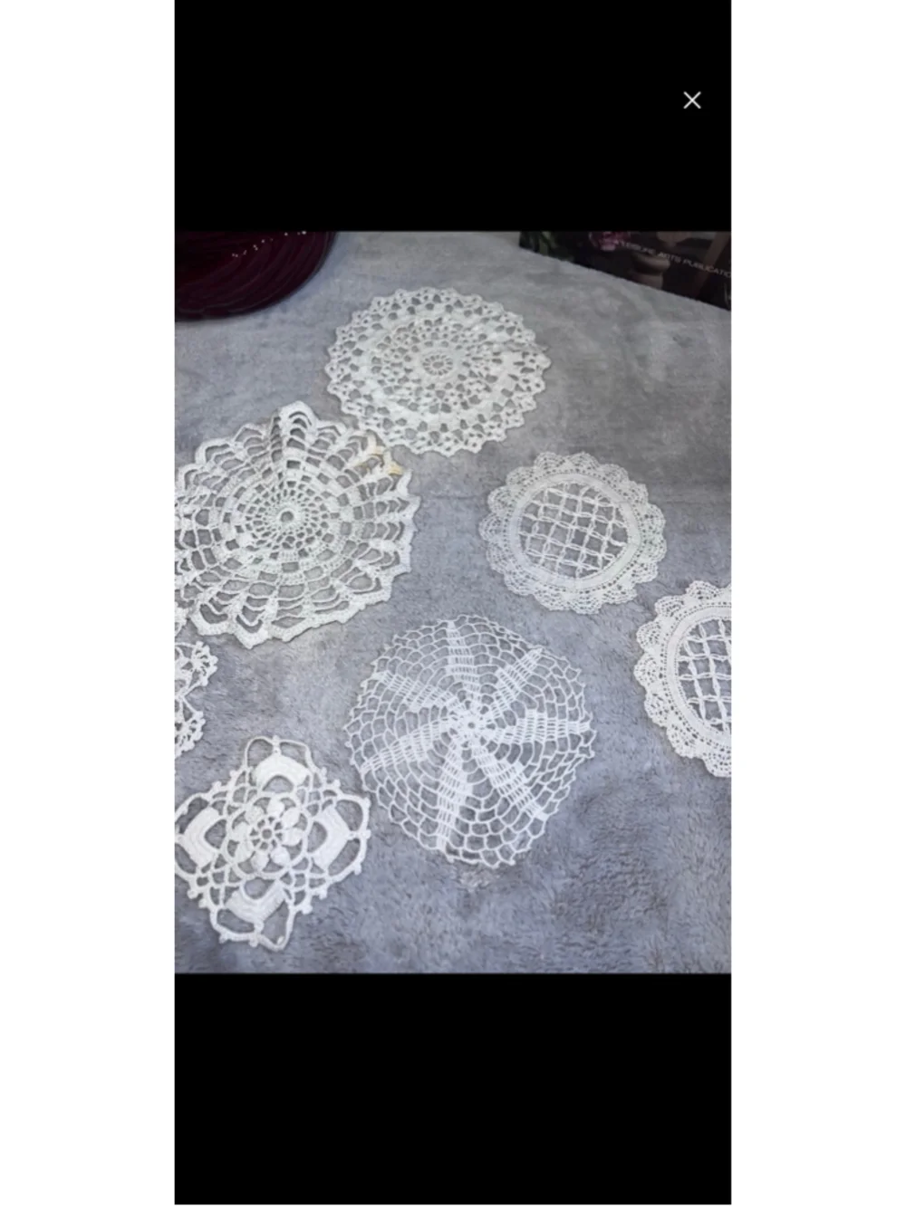 VTG White Crochet Doilies Table Linens One Size coasters